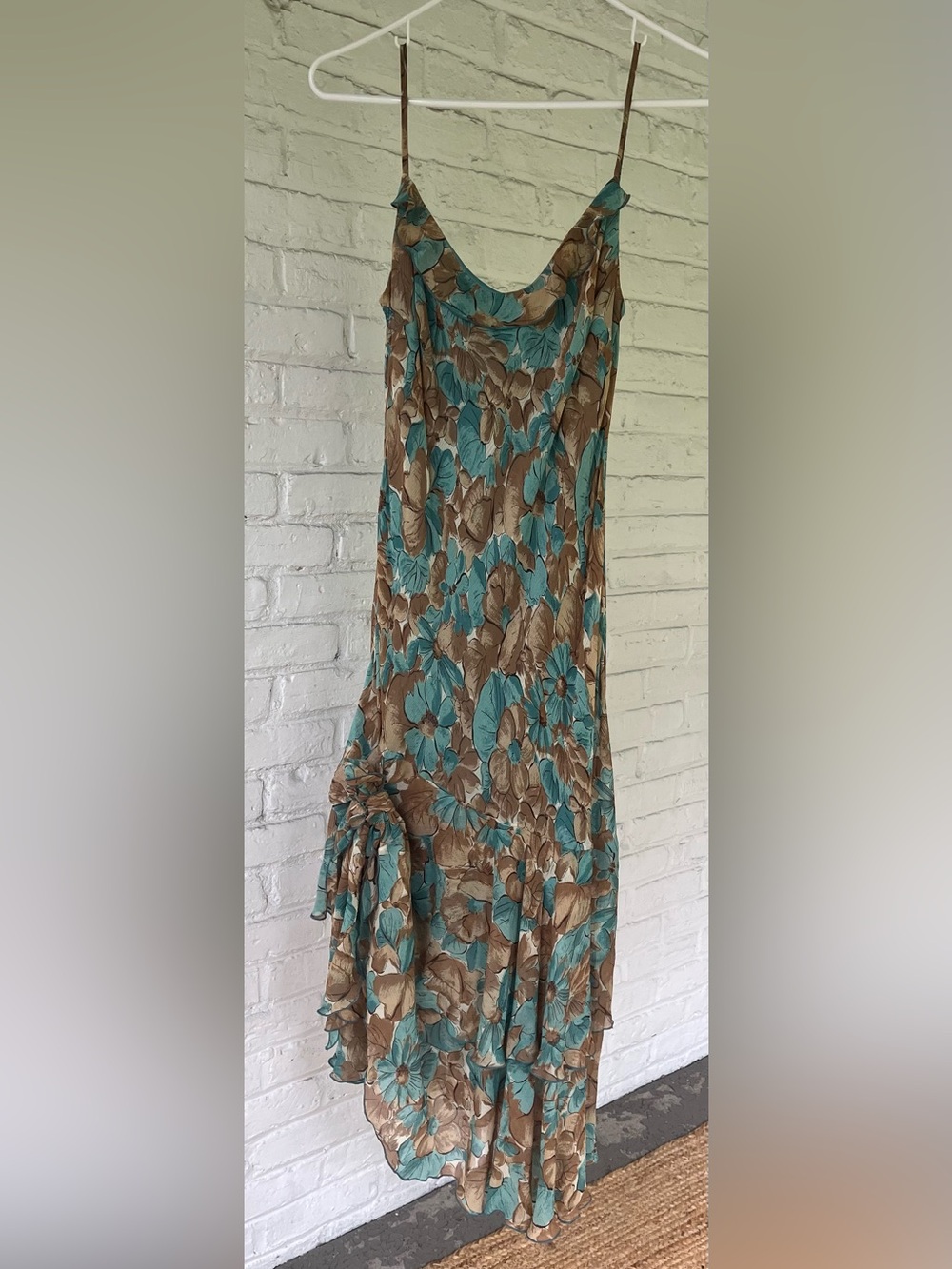 NINE WEST 100% Silk Drop Waist Dress with Asymmetrical Layered Skirt - Picture 6 of 6
